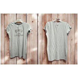 Karl Lagerfeld Paris Grey T-Shirt Dress Silver Metallic Sunglasses Logo